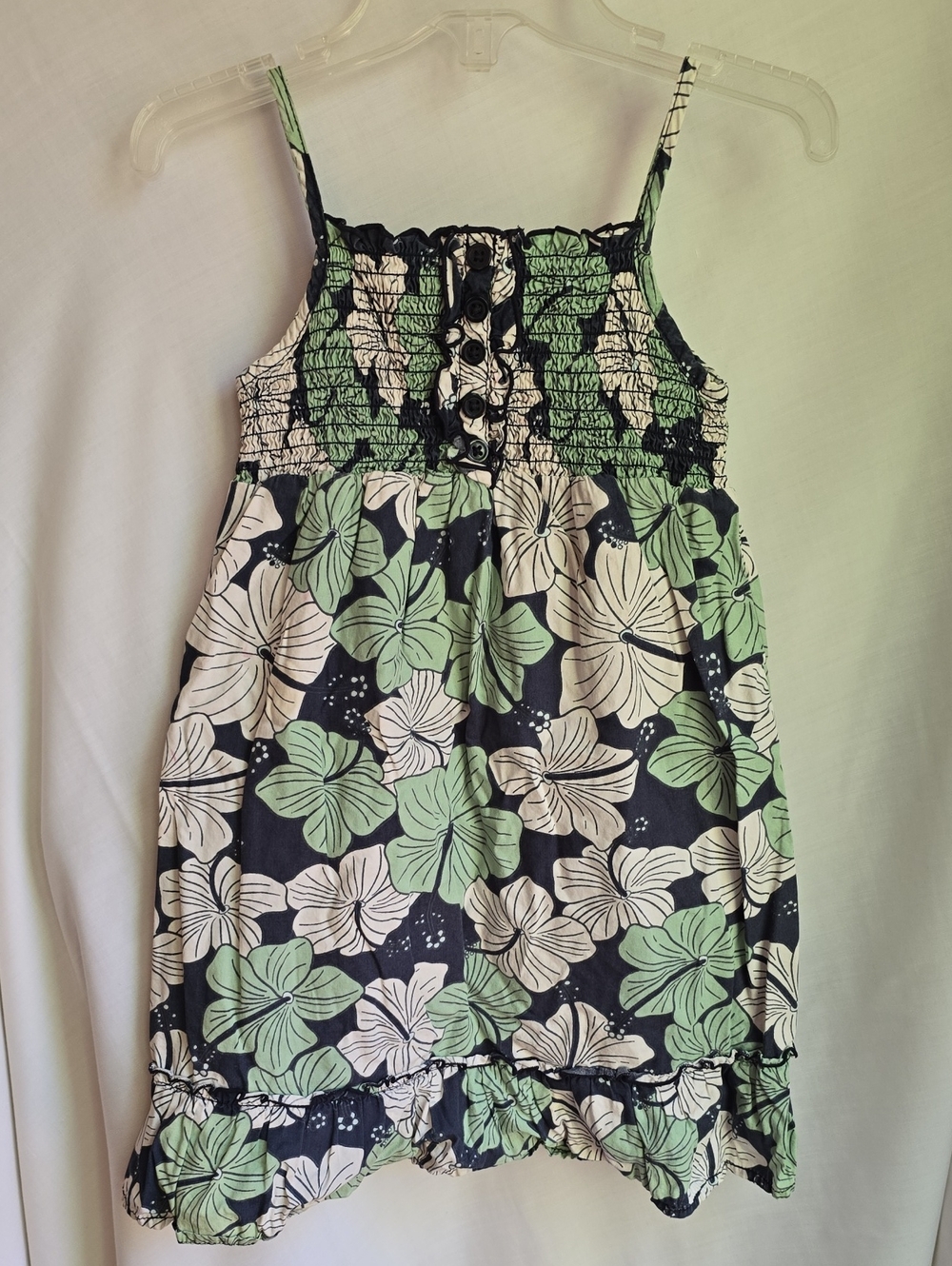 Old Navy Navy Dress with Mint & White Floral Print